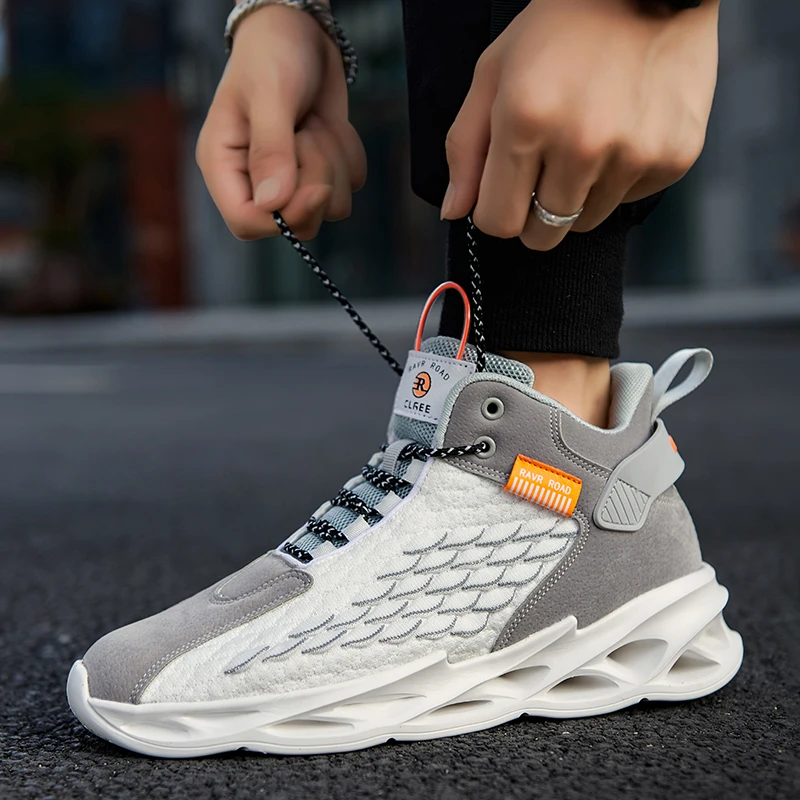 

Spring Autumn Mens Running Shoes Black Gym Shoes For Men High Top Jogging Sneakers Man Breathable Men Sport Shoes Plus Size 46