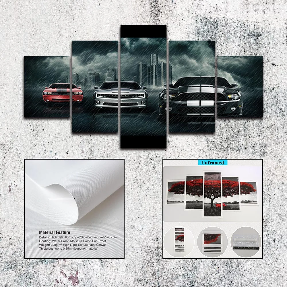 

Canvas Posters and Prints Sprinting Car In The Rain Wall Art Pictures Paintings for Living Room Decor No Frame