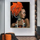 Картина маслом на холсте, черная женщина в красной шляпе, постеры и принты Куадрос, Скандинавская Настенная картина для декора гостиной
