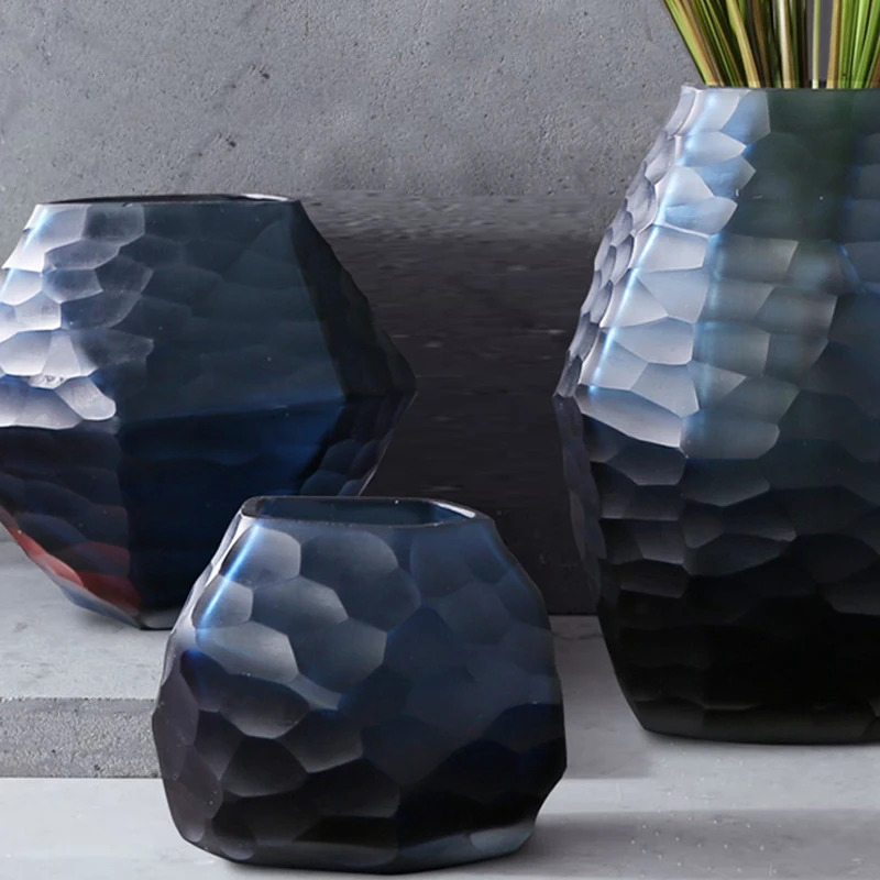 Europe diamond glass vase High-quality Hydroponics dried flowers arrangement Tabletop large vase living room home decoration