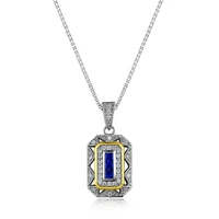 vintage women and gold blue stone pendant necklace cz charm bridal wedding engagement jewelry gift