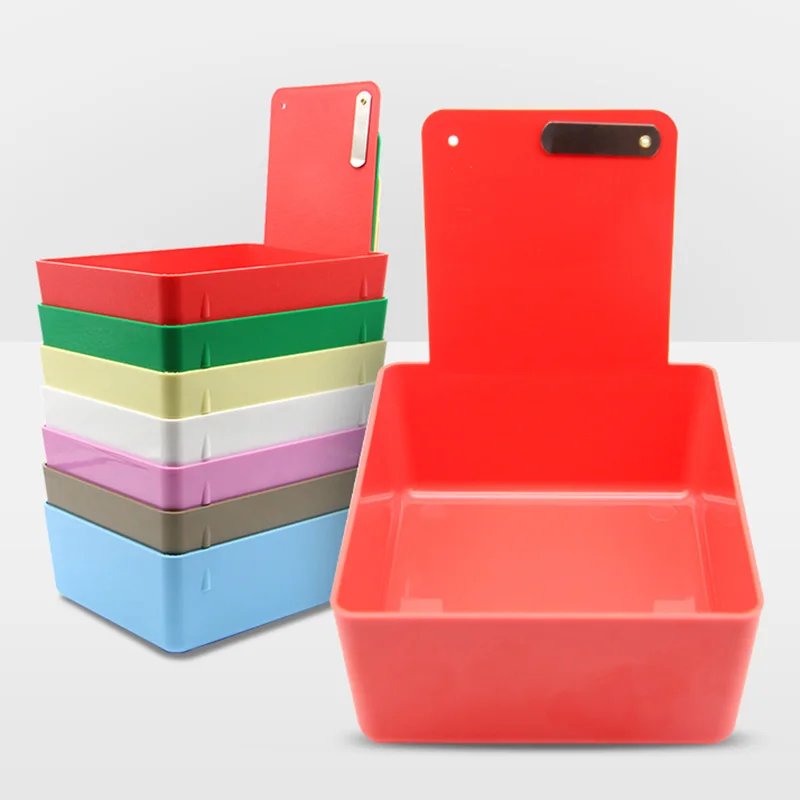 

Dental Lab Work Pans 7 Colors Plastic Work Tray Box Durable Storage Case With Metal Clip Holder