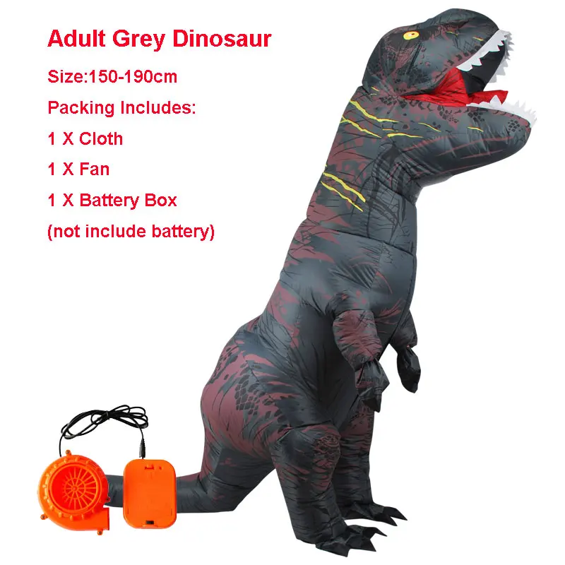 Костюм для взрослых и детей на Хэллоуин, надувной костюм динозавра T REX, комбинезон динозавр, нарядное платье, костюм на Хэллоуин для женщин и мужчин - Цвет: Gray