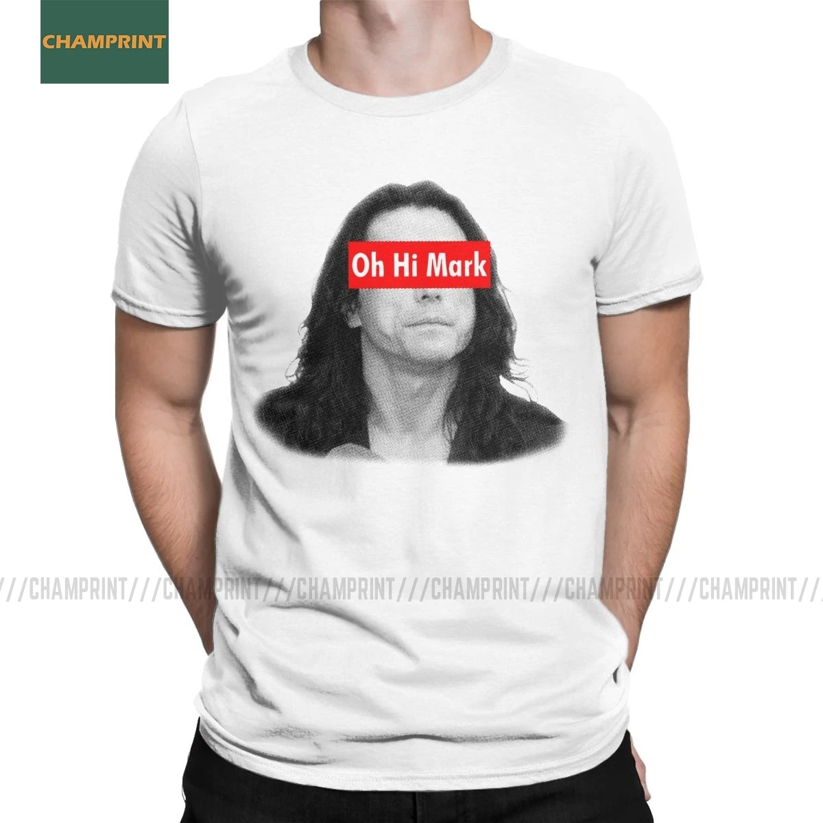 О привет марки The Elder Son футболки Для мужчин Хлопковые Номер Tommy Wiseau Hi Mark футболка с