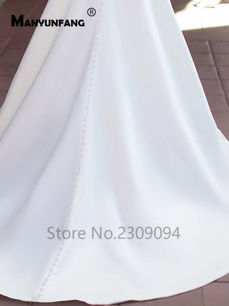 

Charmeuse Wedding Dresses 2020 A Line V Neck Ivory Illusion Button Wedding Bridal Gowns Vestido De Noiva Chapel Train Trouwjurk