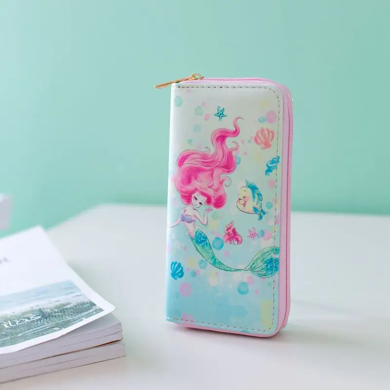 Модный длинный кошелек Disney с рисунком русалки милый вместительный клатч