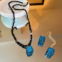 new trendy exquisite geometric square jewelry set for women girl high quality jewelry bling aaa zirconia s925 needle party gift