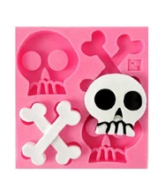 new skull bone shape diy chocolate cake fondant decoration tool baking mold liquid silicone