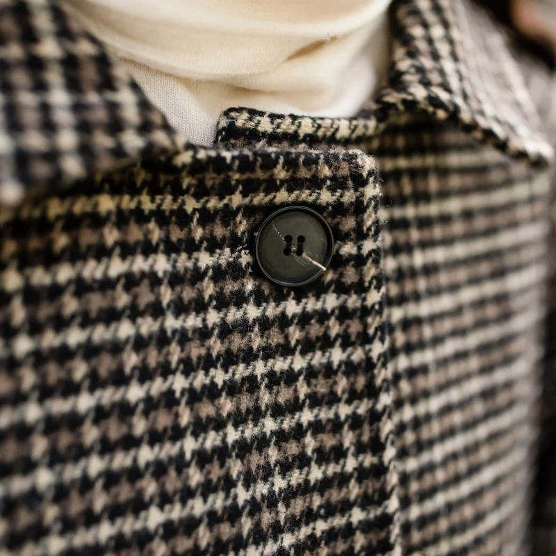 2019 Женское шерстяное пальто гусиные лапки Верхняя одежда для девочек Мори зимняя