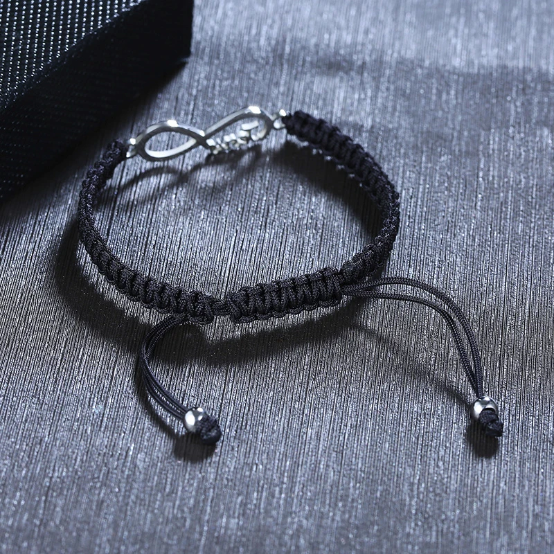 

Vnox Unisex Bracelets Handmade Braided Nylon Rope Chain Bracelet for Women Men Stainless Steel Infinity Jeus Charm Pulseira