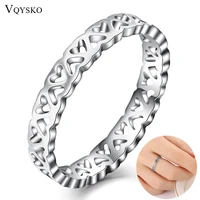 new fashion stainless steel minimalist glossy hollow love heart rings for women wedding party rings anillos mujer wholesale