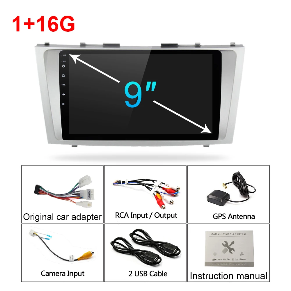 1 16G nocam Android 9.1 2G+32G Car Multimedia Player GPS Navigation Bluetooth Radio Player for Toyota Camry 2006 2007 2008 2009 2010 2011 - Цвет: 1 16G nocam