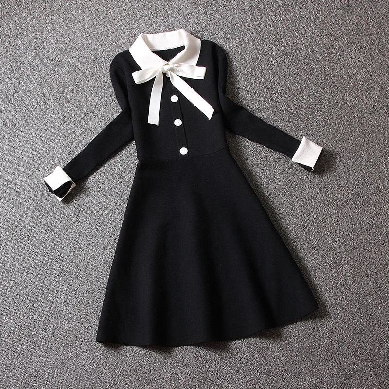 2019 Летний Новый Супер качество трикотажные женские платья воротник-бант