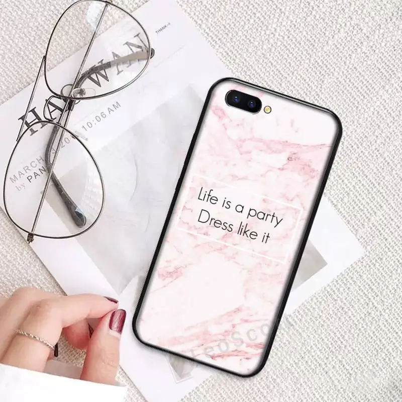 

Luxury Marble Letter leaf Phone Case For OPPO R9 R11 R15 R17 RENO Realme S PLUS Normal 2z 3 5 C2 pro