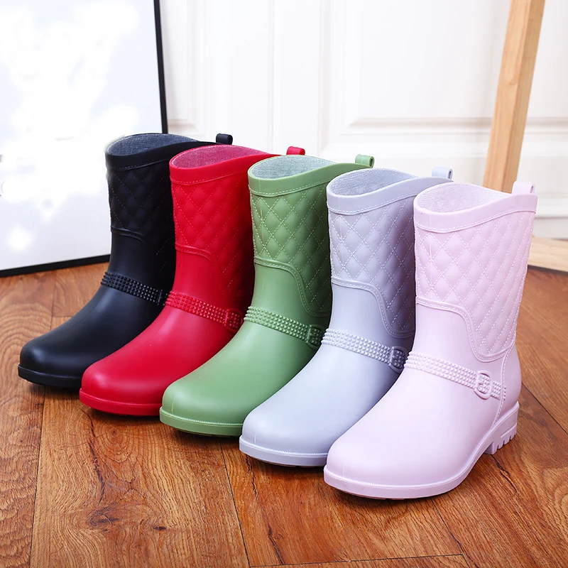 Женская обувь для дождливой погоды со съемным хлопковым рукавом средней длины