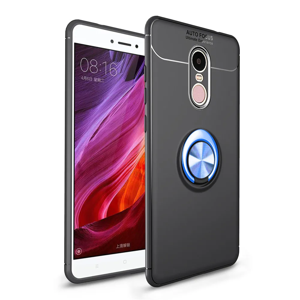 Black Blue Для Xiaomi Redmi Note 4 4X чехол цветной металлический Магнитный кольцо мягкое Силиконовое ТПУ и жесткий чехол для Xiaomi Redmi Note 4 4X5,5" - Цвет: Black Blue