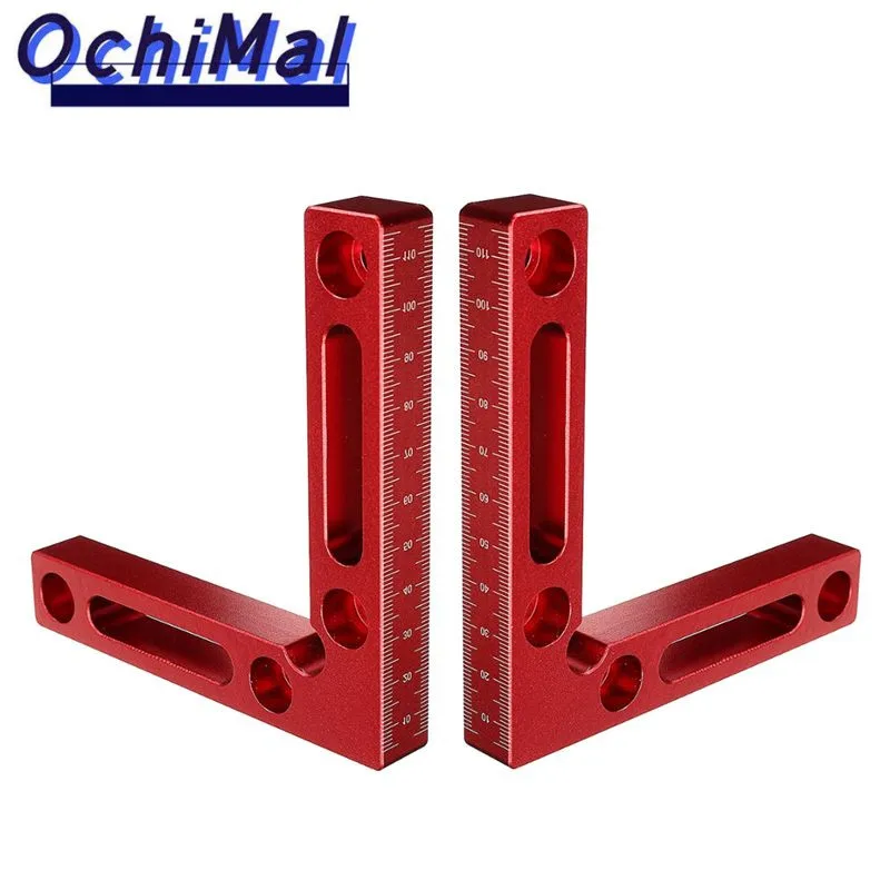 Red 120mm 90 Degree Right Angle Positioning Ruler Clamping Square Corner Aluminium Alloy Woodworking L-Shaped Fixing Fixture