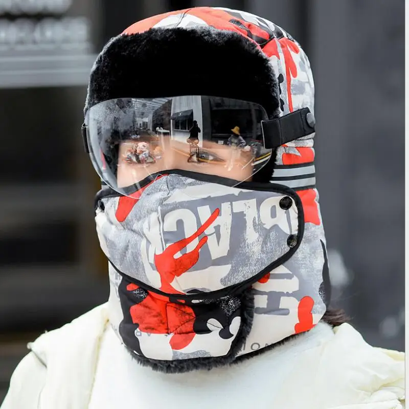 2020 уникальный дизайн ветрозащитные теплые уличные шапки с маской для лица очки