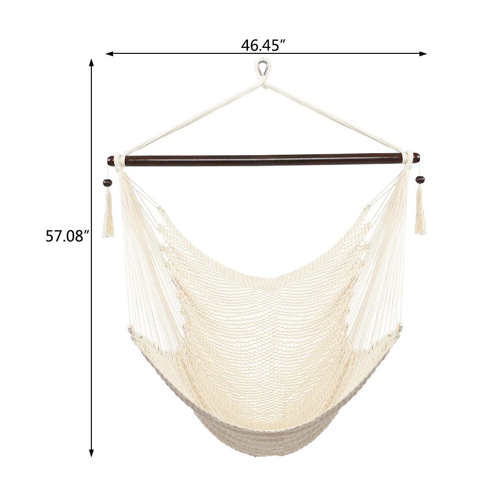 

Caribbean Large Hammock Chair Swing Seat Hanging Chair with Tassels Tan Safety Baby Indoor Baby Room Decor