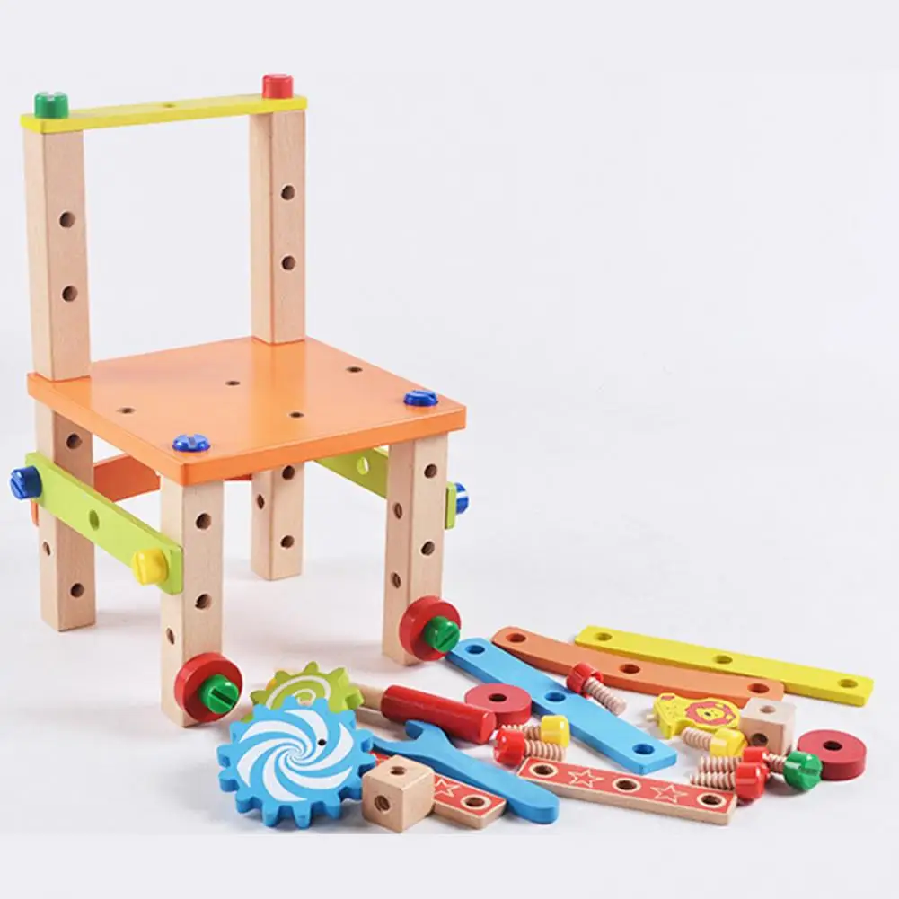 Детский деревянный сборный стул Монтессори набор орехов комбинированная