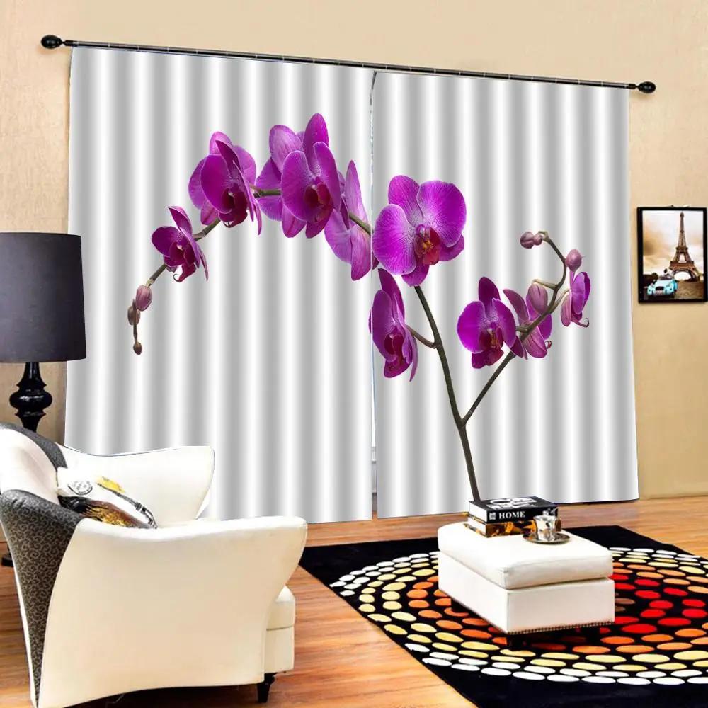 purple curtains Luxury Blackout 3D Window Curtains For Living Room Bedroom flower curtain | Дом и сад