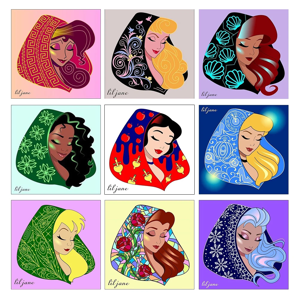 

Алмазная живопись 5D «сделай сам», черное искусство, Дисней, принцесса, Стич, Микки, красавица, чудовище, королева, мозаика для вышивки страза...