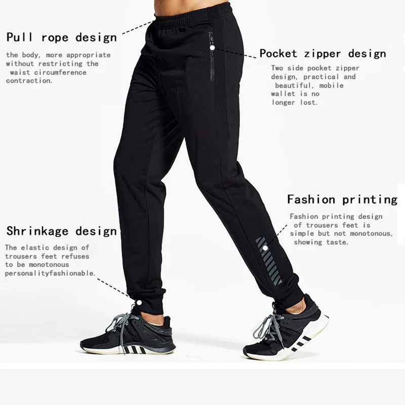 Мужские спортивные штаны с карманами на молнии брюки для быстрого бега фитнеса