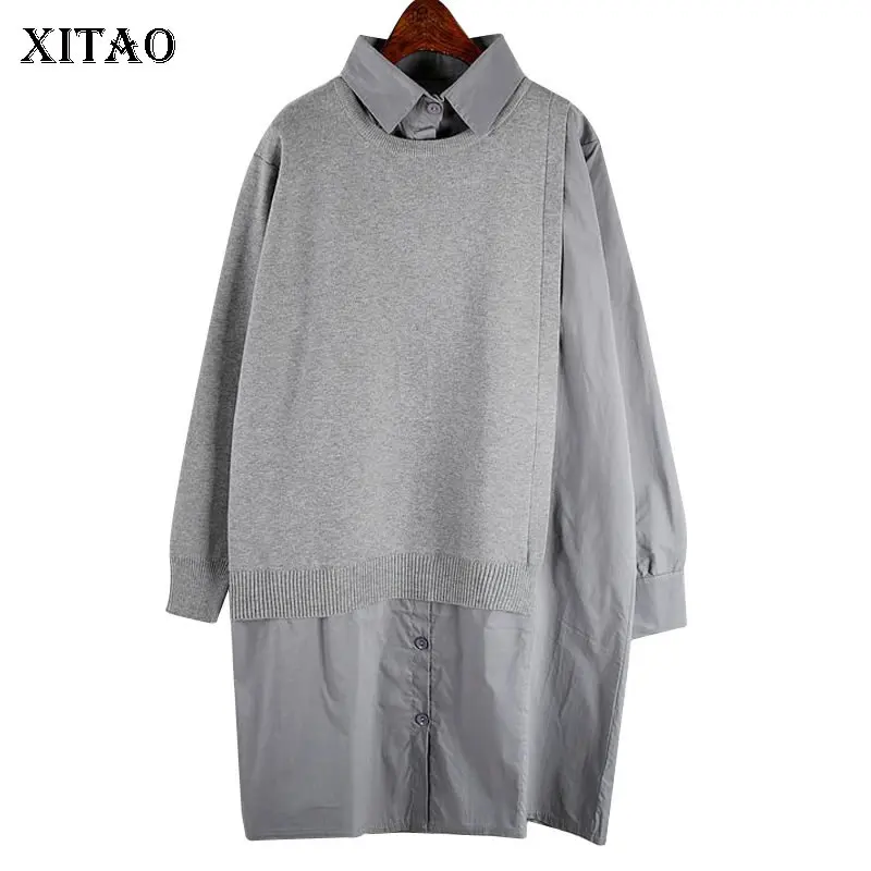 XITAO Весна 2020 новое платье женское трикотажное сшитое из двух частей костюм платья