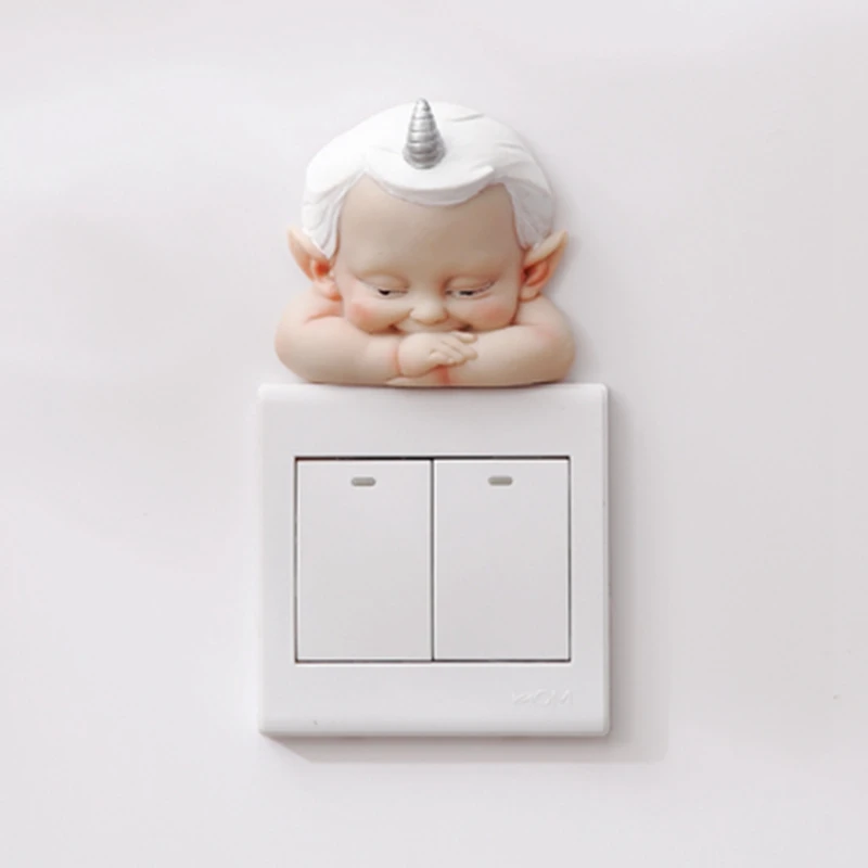 Resin Cute Cartoon Room Decor 3D Switch Light Outlet Sticker Wall Silicon Socket Cover Home Decoration Unicorn Parlor | Дом и сад