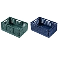2x collapsible storage bincontaine transfer box crate transit storage of various items greenblue