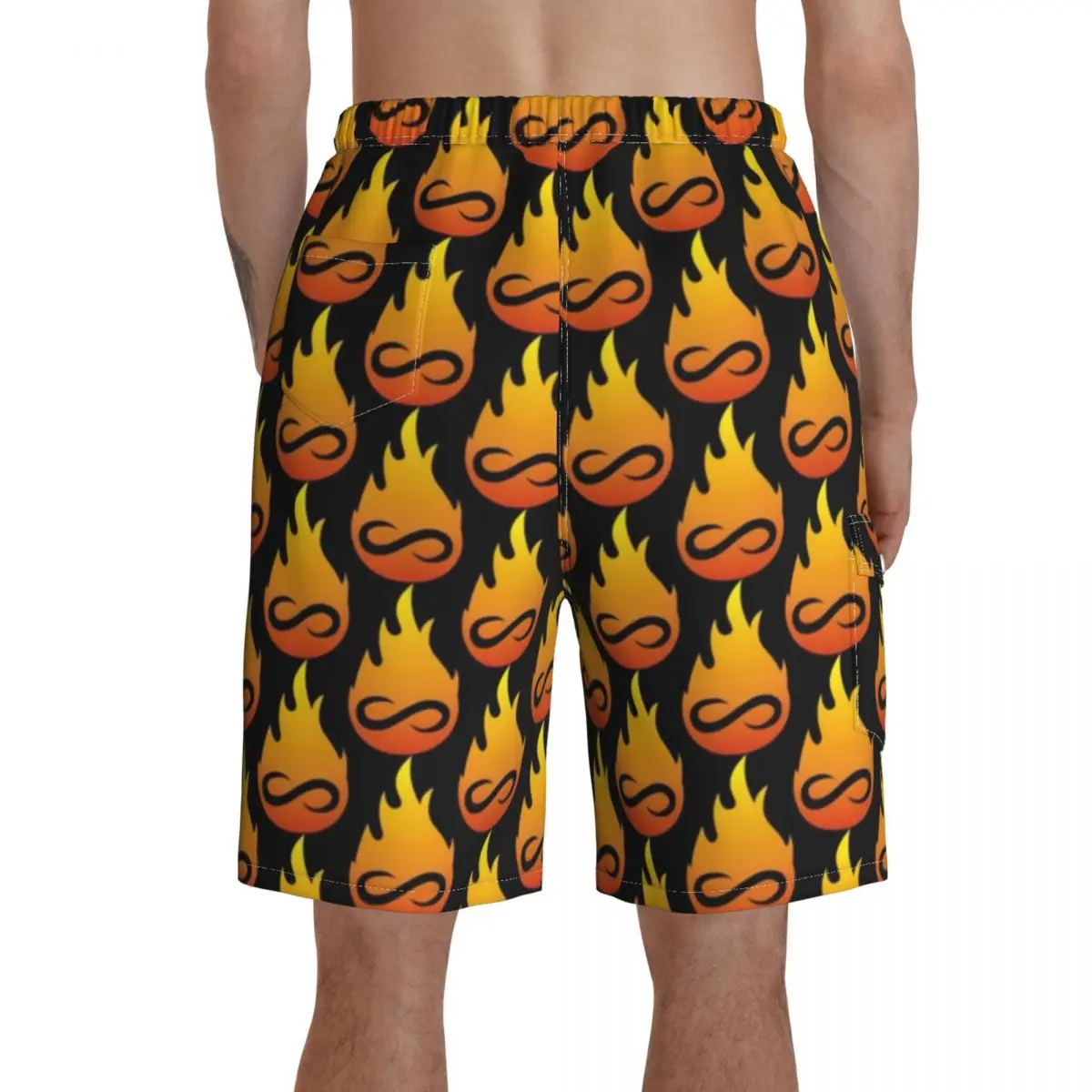 

Flame Board Shorts Pattern Beach Swimming Trunks Polyester Men Swim Trunks
