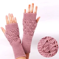 winter knitted stretch arm glove warm fingerless glovescrochet knitting girls mitten gloves winter gloves women