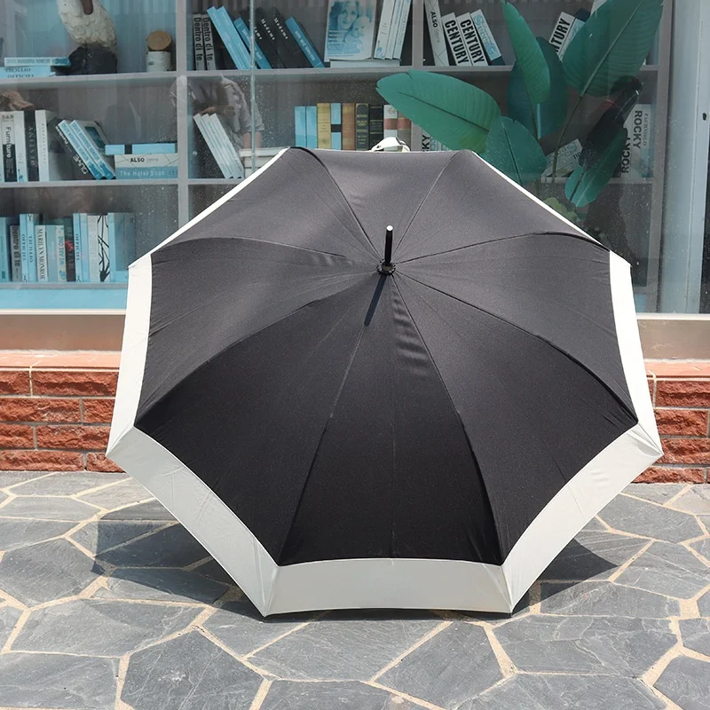 

Зонт женский пляжный ветрозащитный, зонтик от дождя, Роскошный дизайнерский черный студийный аксессуар от дождя, LL50UM, большой размер