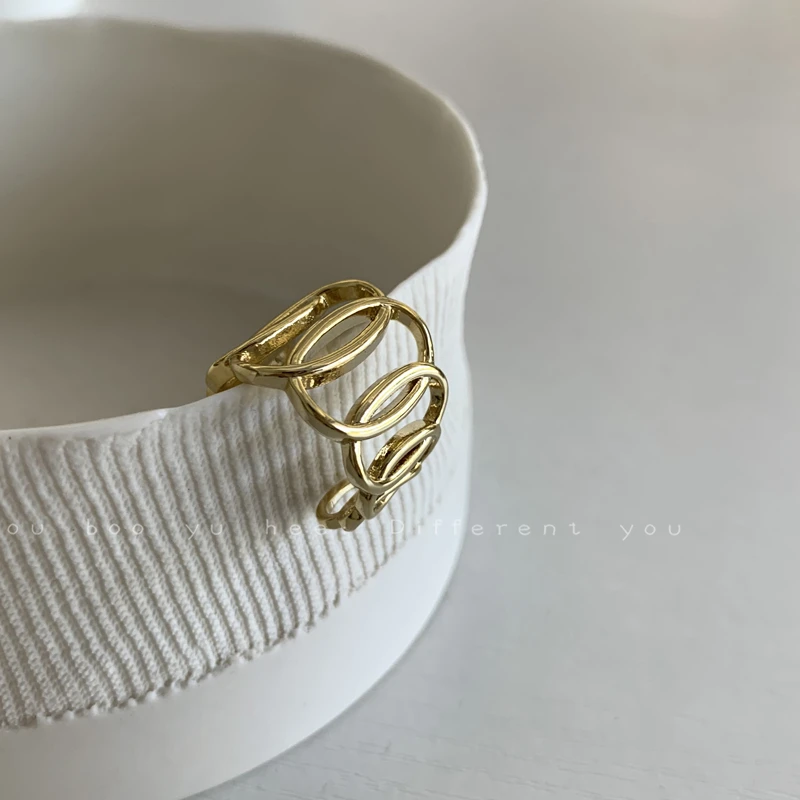 

HANGZHI 2020 New Trendy Retro Open Ring Wide Side Hollow Simple Fashionable Personality Ring for Women Girls Party Jewelry Gift