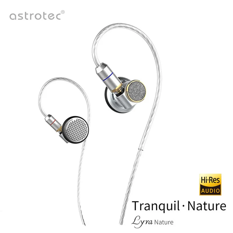 

Astrotec Lyra Nature Hifi earphone MMCX Detachable High Resolution Earbuds with silver plated cable