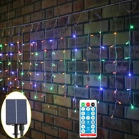 solar led curtain icicle string lights christmas lights 3 5m 96leds new year garland decoration for garden home holiday decor