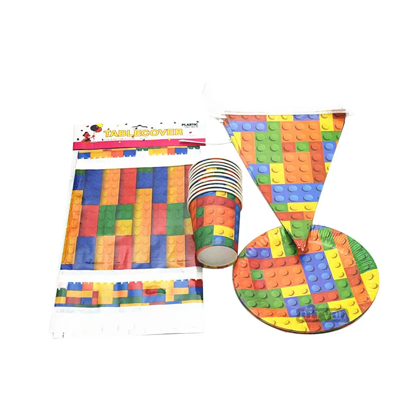 Для мальчиков coclorful блоки лего тема День Рождения вечерние украшения одноразовые