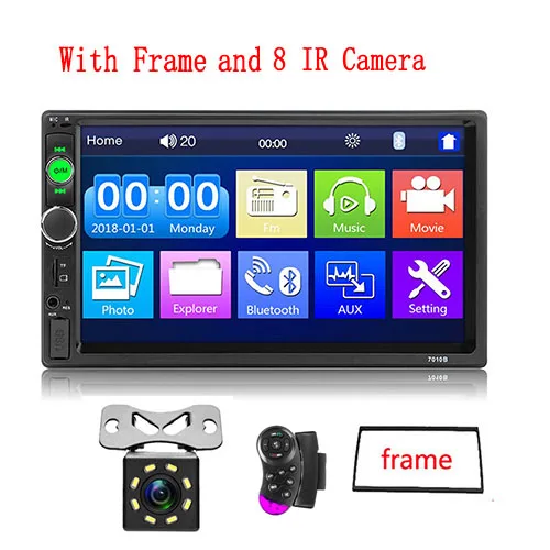 Frame 8 IR Camera Podofo 7 дюймов HD Автомобильный мультимедийный плеер 2 Din Bluetooth автомобильный Радио MP5 FM USB Авторадио сенсорный экран аудио стерео камера заднего вида - Цвет: Frame 8 IR Camera