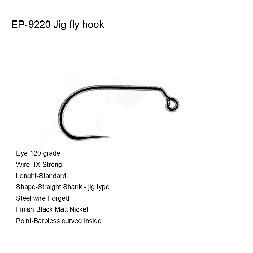 

Eupheng Plus 25pcs 50pcs EP-9220 Jig Hooks Competition Fly Fishing Hook Nymph Hooks Jig Fly Hooks Black Nickle Finish L
