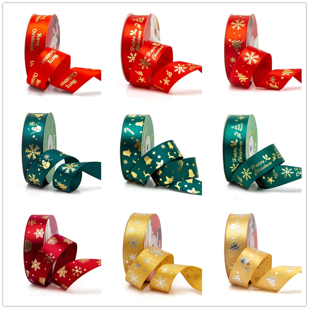 Рождественская серия 25 мм 5 ярдов подарочная упаковочная лента галстук-бабочка