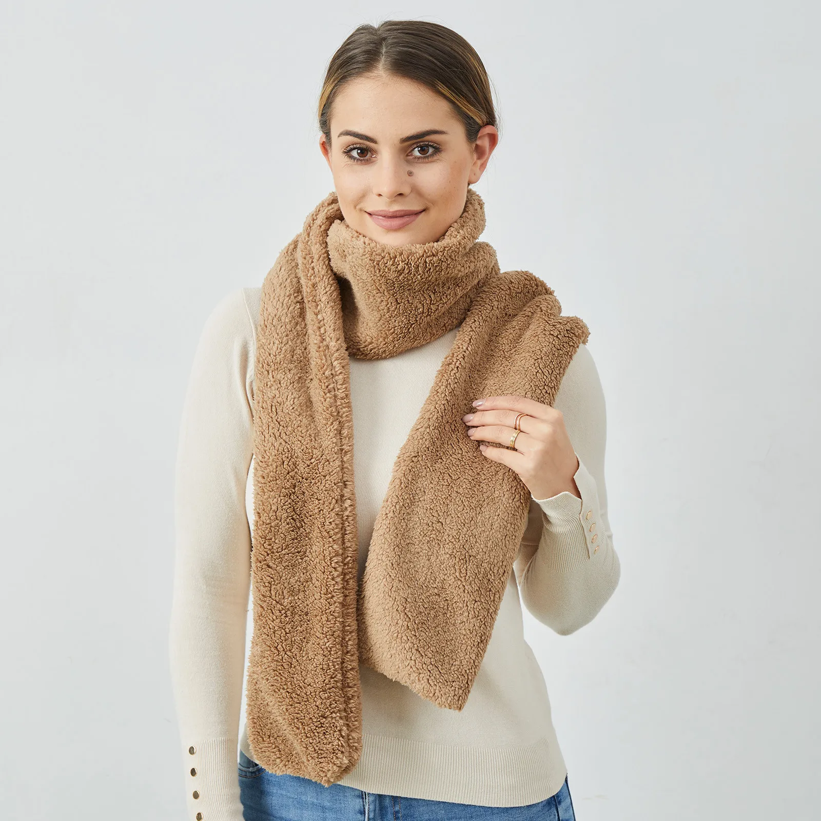 

Women Lady Outdoor Winter Warm Scarf Wrap Pocket Scarf Hat Gloves Sweet And Lovely, Warm And Comfortable Cute Women Warm Scarf