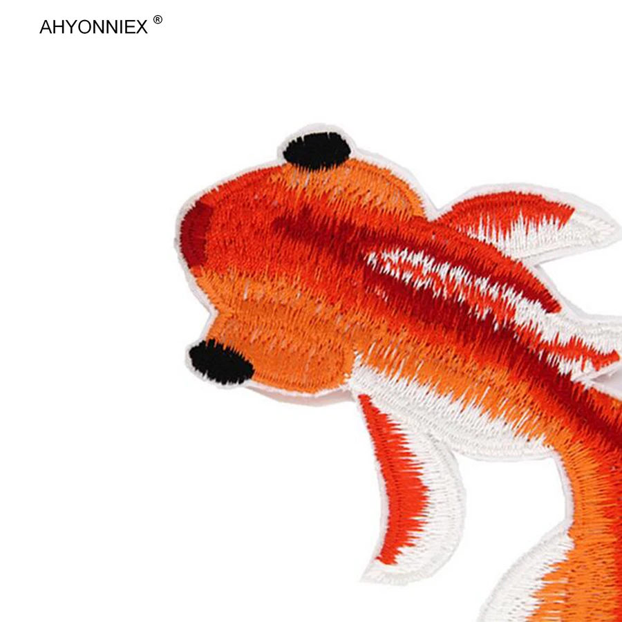 1 шт. вышитая нашивка с золотой рыбкой для одежды железная декор вечеринки