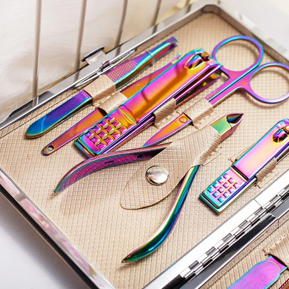 

1 Set of 15pcs Manicure Tools Stainless Steel Nail Trimming Kit Nail Clippers Pedicure Tool Scissors FileColorful