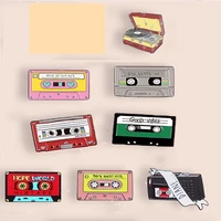 10 stlyes magnetic tapes enamel pins red pink gray green badge brooches denim clothes fashion music jewelry gift for friends