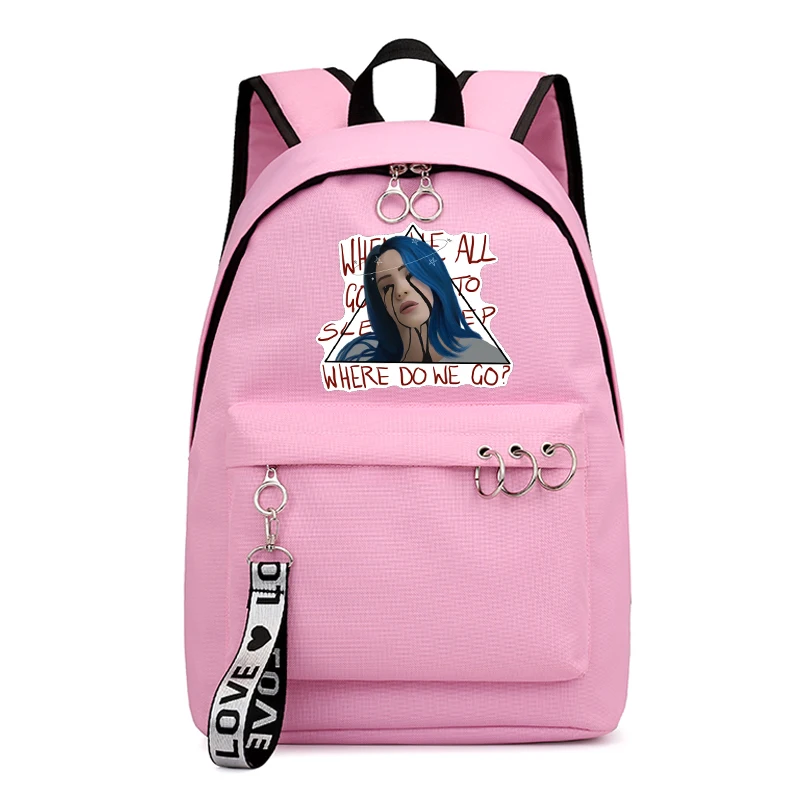 1 Billie Eilish рюкзак модные школьные сумки для подростков походный рюкзак для ноутбука Повседневный Рюкзак холщовая Дорожная сумка на плечо - Цвет: 1