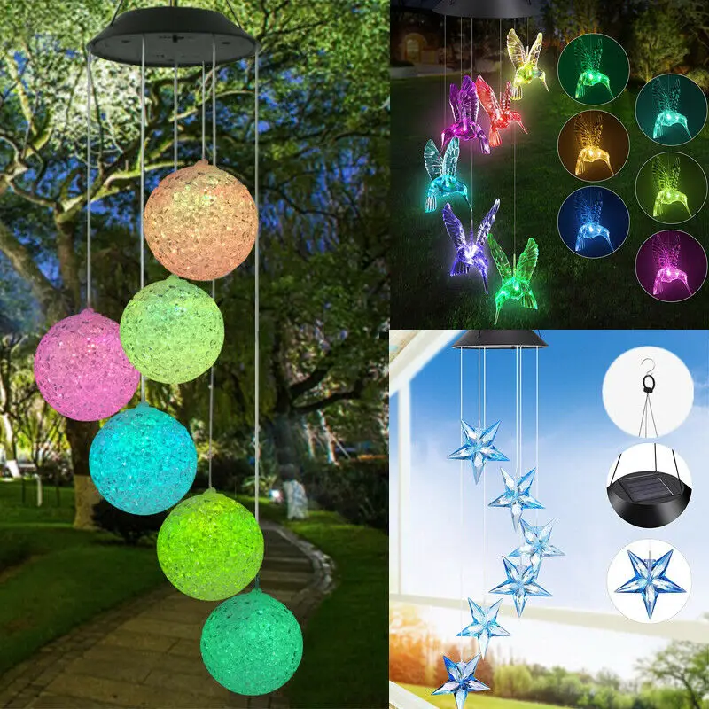 На солнечной энергии ветер Chime светильник светодиодный подвесной Спиннер лампа