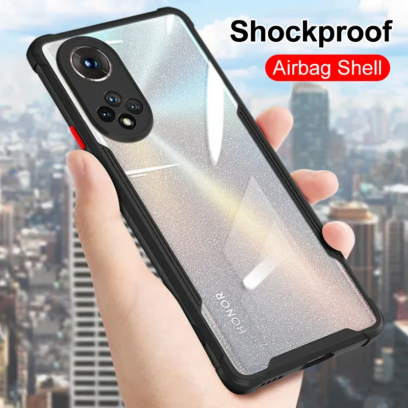

Gasbag Shockproof Transparent Bumper Cover lens protective shell For Huawei Honor 50 Pro SE X10 Straight edge luxury soft case