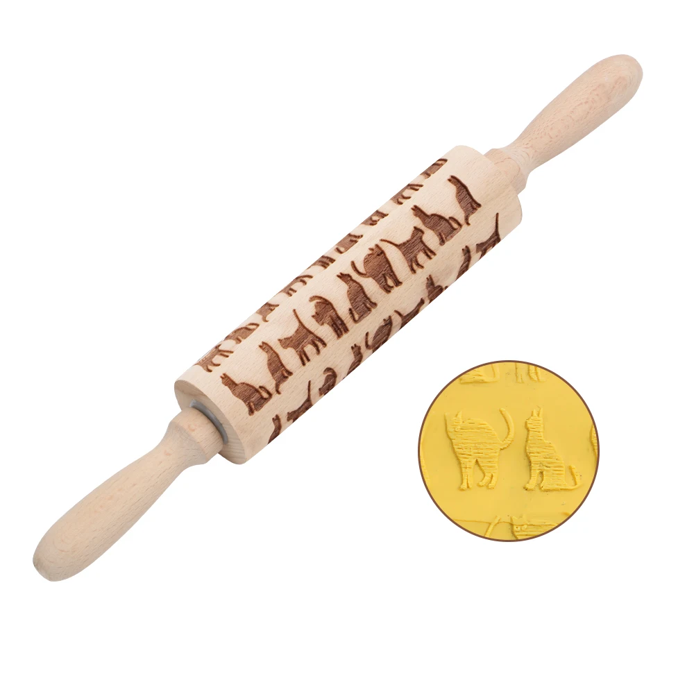 Скалка Для Тиснения динозавр корова овца свинья в форме костей узоров деревянная