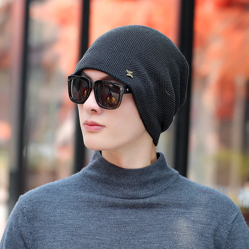 LOVINGSHA модные дизайнерские женские теплые шапки мужские шапки вязаные Skullies мешковатые шапки для девочек из искусственного меха зимние шапки HT125 - Цвет: Черный