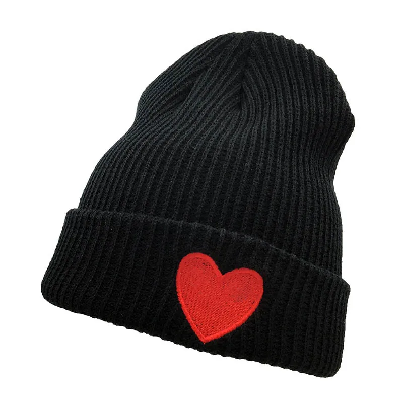 Fashion red Love Embriodery Beanies Women Skullies Knitted Hat Bonnet Cap Men Skiing Warm Caps | Аксессуары для одежды